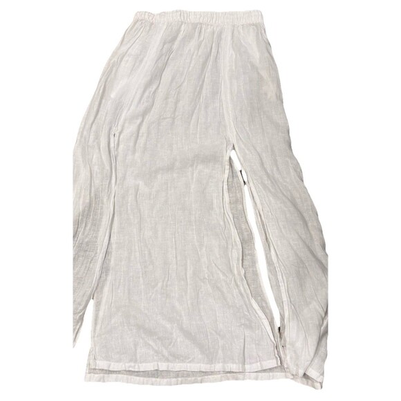 Joie White Linen Maxi Midi Skirt Elastic Waist Resort Boho Beach S - Picture 4 of 5